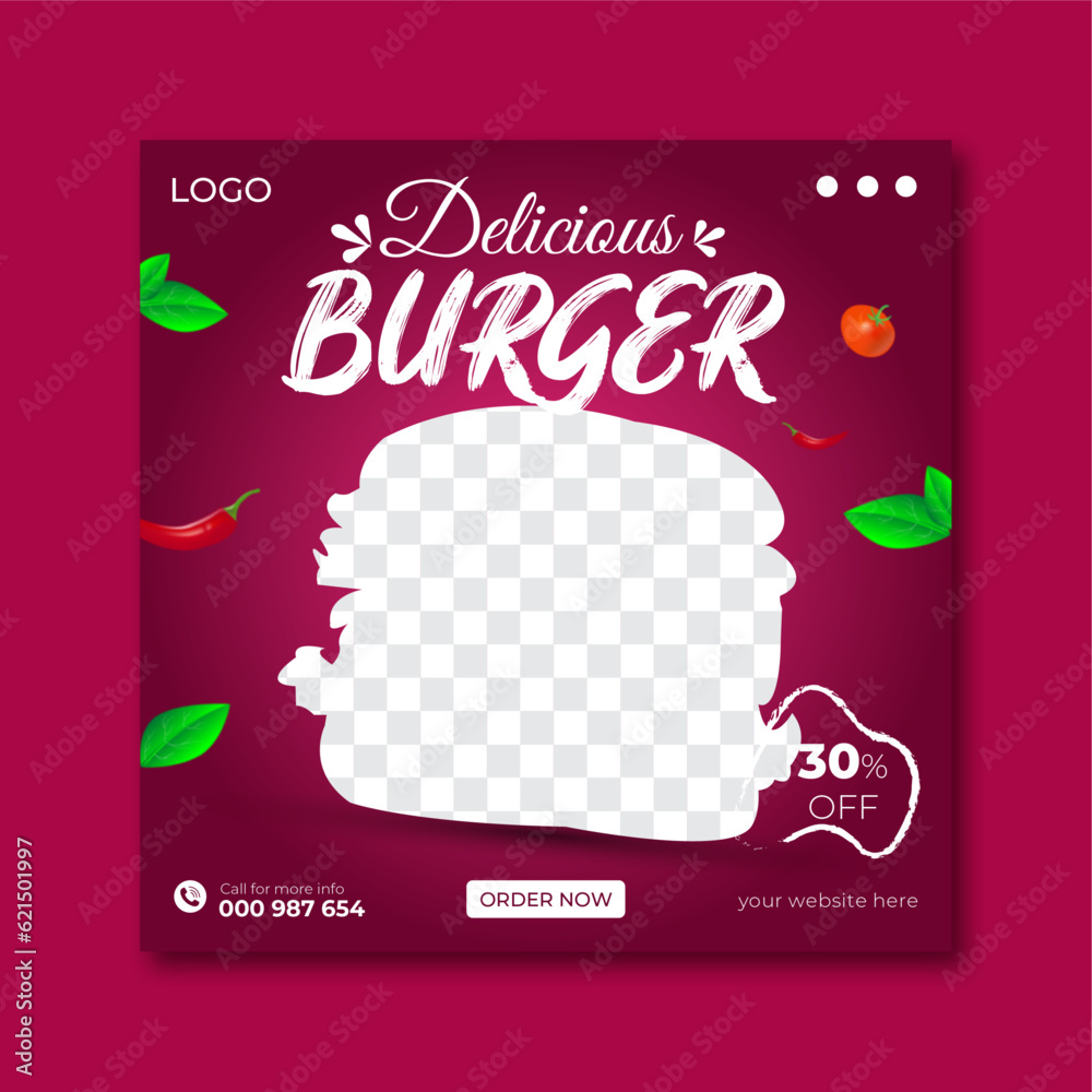 Restaurant food menu burger social media post and Instagram post design vector template, Fresh pizza, burger & pasta online sale promotion flyer or poster template. Restaurant food menu burger social media post and Instagram post design vector template, Fresh pizza, burger & pasta online sale promotion flyer or poster template.