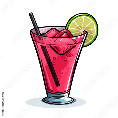 Cosmopolitan cocktail hand-drawn comic illustration. Cosmopolitan. Vector doodle style cartoon illustration