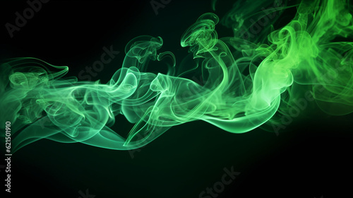 abstract green smoke as it dances through the atmosphere, AI-Generated