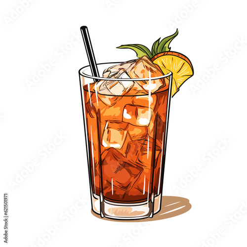Mai Tai cocktail hand-drawn comic illustration. Mai Tai. Vector doodle style cartoon illustration
