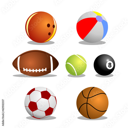 Sports Balls set. Sports balls on white background. Vector illustration.