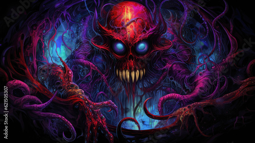 nightmare cosmic alien monster tentacle lovecraft horror - by generative ai