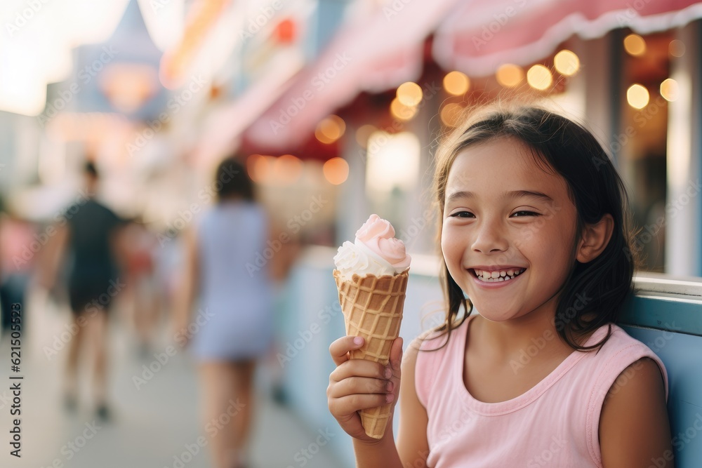 Beautiful young girl with a yummy ice cream cone Beautiful young girl with a yummy ice cream cone