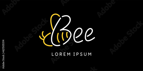 Modern linear emblem for beekeepers. The stickers on the products of the apiary. Stylish vector label for bee honey.