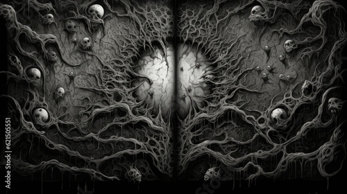 background alien horrific organic door grim dark fantasy - by generative ai