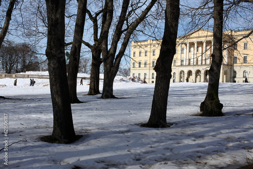 Royal palace in Slottsparken - Oslo - Norway photo