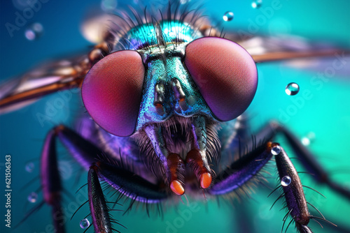 Macro shot of a mosquito with water droplets on its body