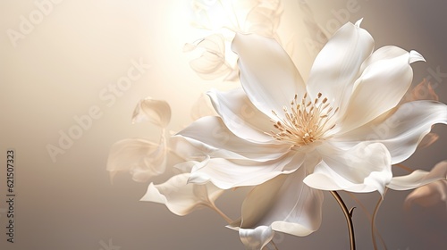  a large white flower with lots of petals on it's stem.  generative ai