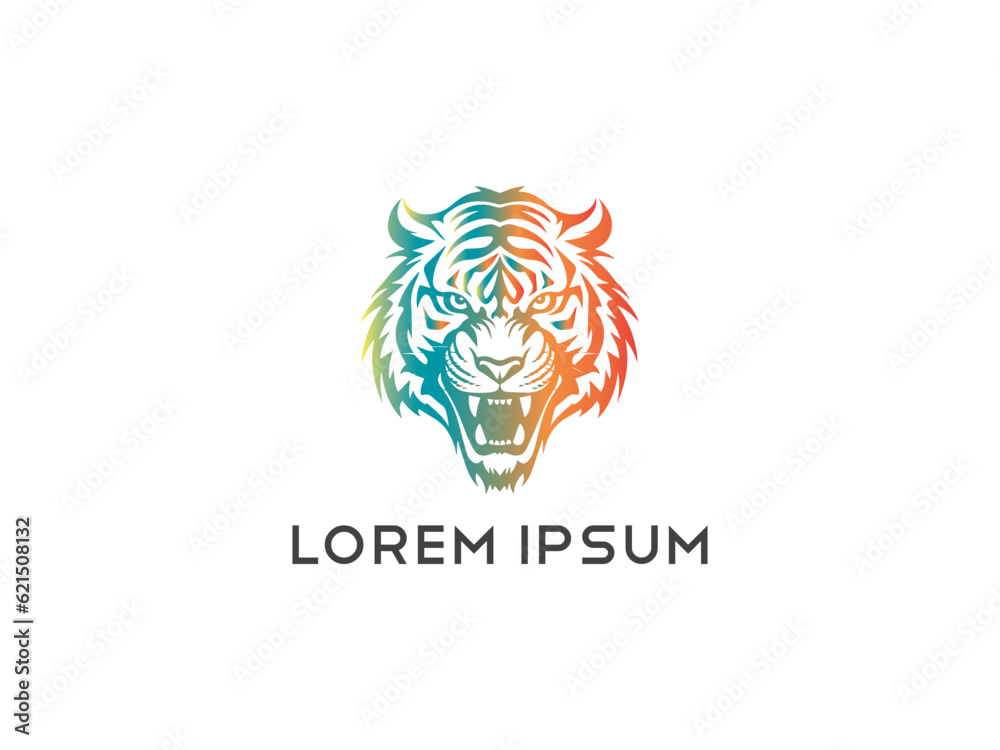 Tiger logo, simple and colorful illustration, transparent background, Premium Photo, Tiger Logo Stock Illustrations, Cool tiger logo vector illustration,