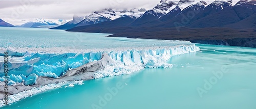 Panoramic view of the Perito Moreno glacier in Patagonia, generative ai.