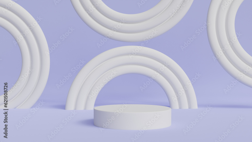 Obraz premium 3d product display podium scene with the geometric platform. 3d cylinder stand podium. Commercial background. Geometric forms in modern minimal design. 3d rendering.