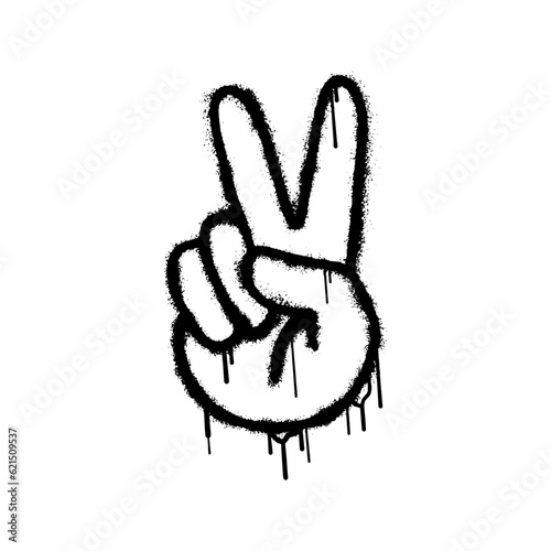 peace sign hand with graffiti art