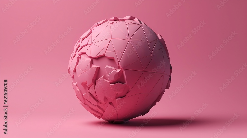 Pink globe on the pink background. Generative AI Pink globe on the pink background. Generative AI