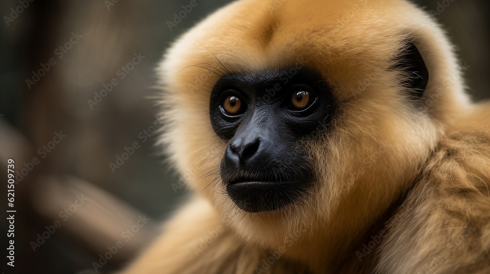 Portrait of a lar gibbon. Generative AI