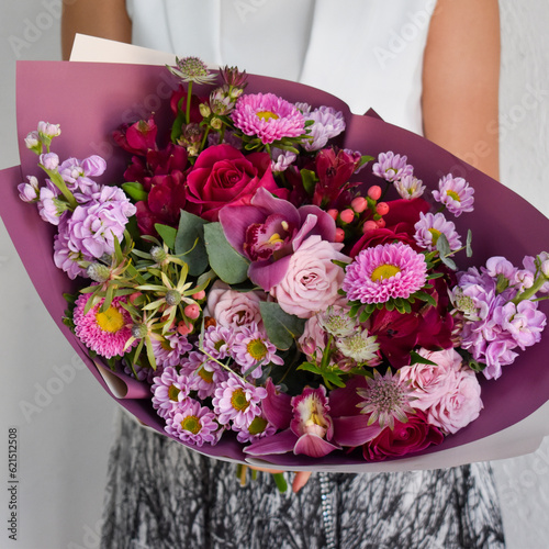 Fototapeta Naklejka Na Ścianę i Meble -  Beautiful fresh flowers in a bouquet for a flower shop catalog