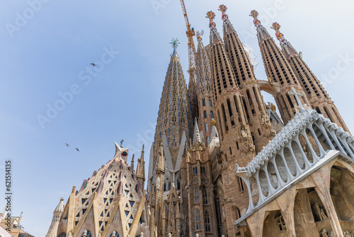 Facade of the Sagrada Familia, in the city of Barcelona, Catalonia, Spain