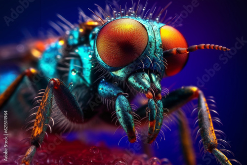 creates stunning macro photos of insects close up a mosquito in vibrant.  © masud