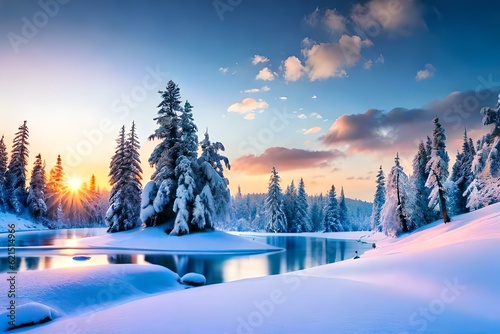 Fototapeta winter landscape in the mountains