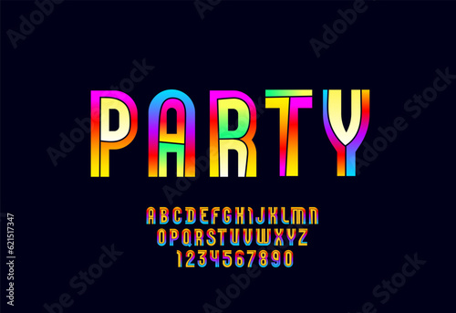 New playful font, trendy colorful alphabet, letters (A, B, C, D, E, F, G, H, I, J, K, L, M, N, O, P, Q, R, S, T, U, V, W, X, Y, Z and numerals (0, 1, 2, 3, 4, 5, 6, 7, 8, 9), vector illustration 10eps