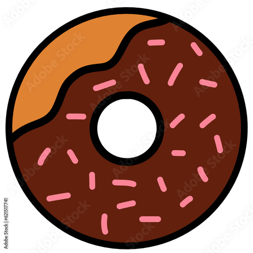 Drawing of chocolate donut ...