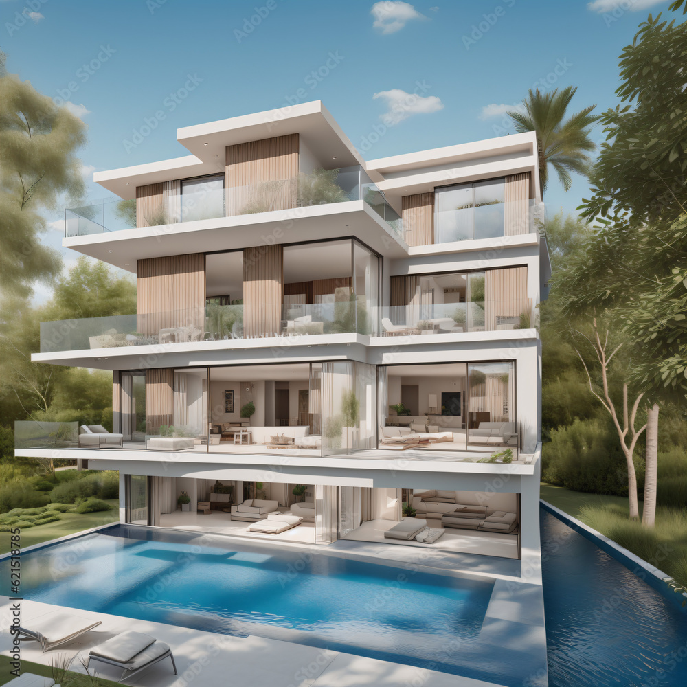 Fototapeta premium プール付きの家（House with a pool）