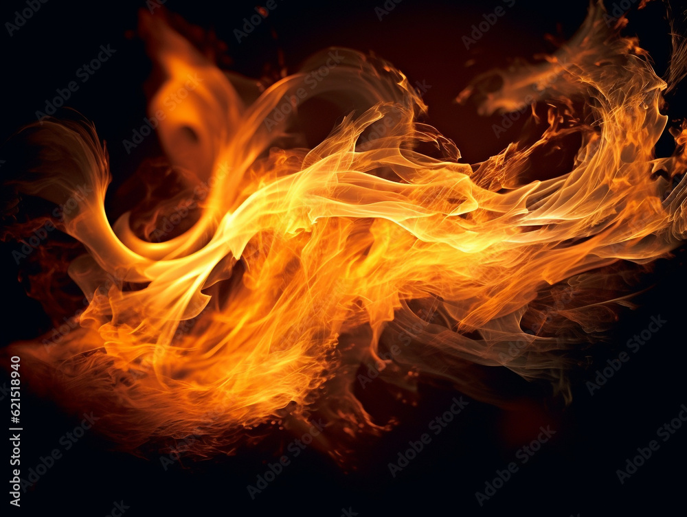 Fototapeta premium Wild dynamic fire graphic swirling - Generative AI