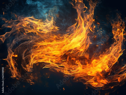 Wild dynamic fire graphic swirling - Generative AI