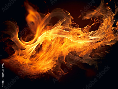 Wild dynamic fire graphic swirling - Generative AI © Luca