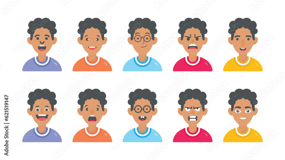 Young boy avatar profile icons of vector cartoon characters, vector illustration Young boy avatar profile icons of vector cartoon characters, vector illustration
