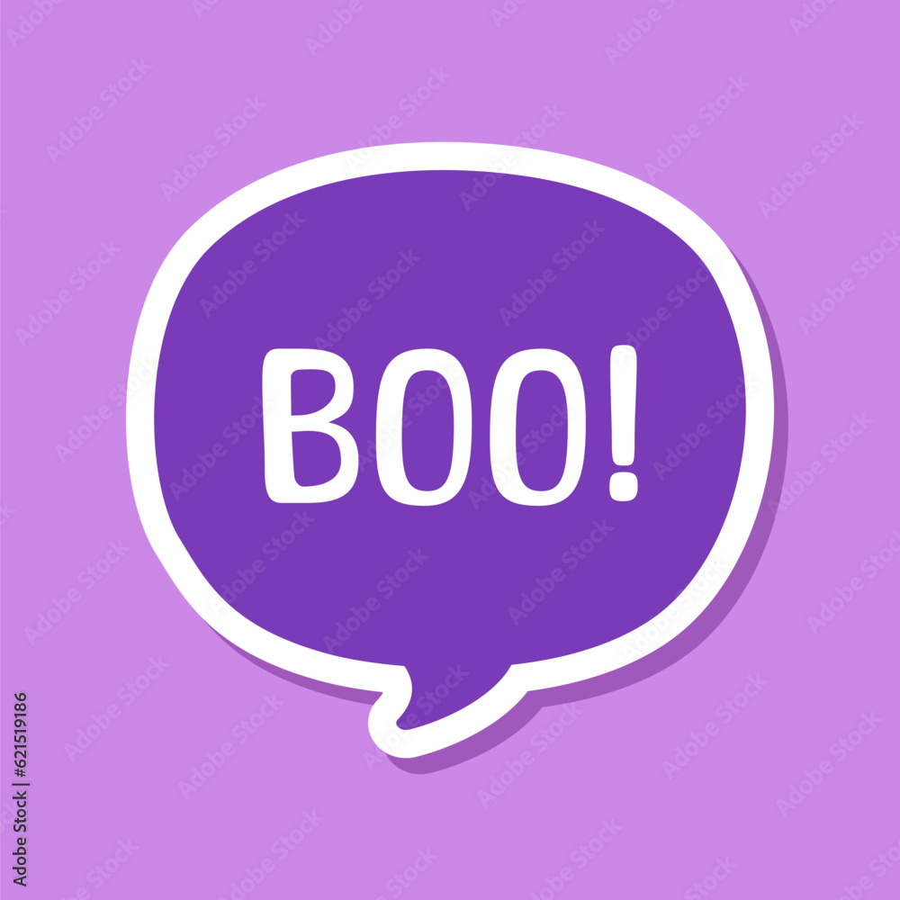 Speech bubble with text Boo! digital sticker vector illustration Speech bubble with text Boo! digital sticker vector illustration