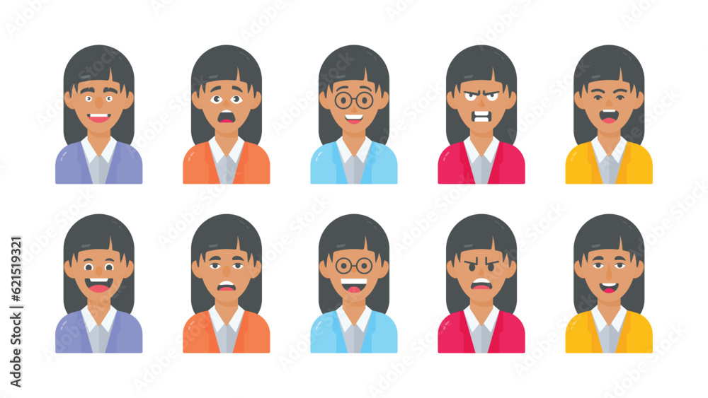 Set of user avatar. People avatar profile icons. female faces. female portraits. Characters collection. Vector illustration Set of user avatar. People avatar profile icons. female faces. female portraits. Characters collection. Vector illustration