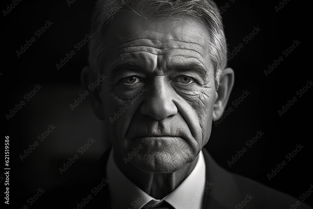 Portrait of stern elderly man, close up Portrait of stern elderly man, close up