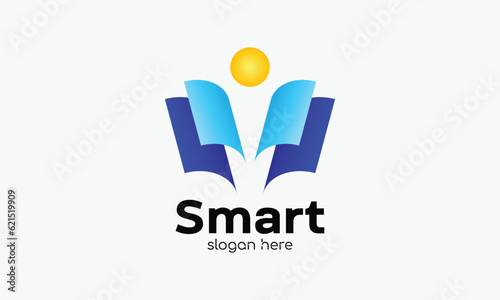 Logo vector minimalist design education library school books concept read information knowledge multimedia magazine design
