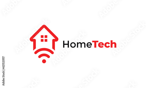 Logo vector modern home control internet signal network device connection house technology secure