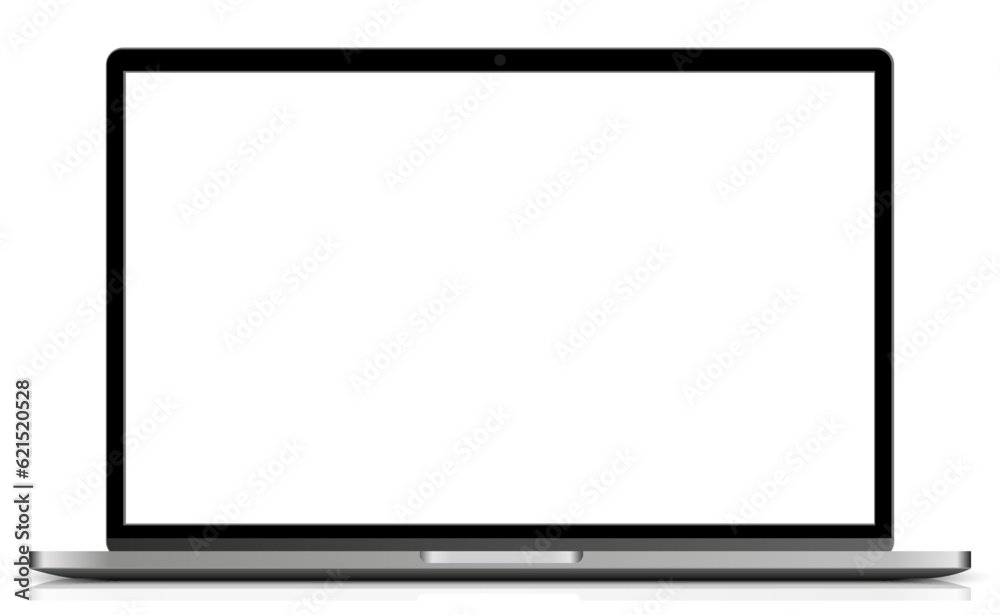 Modern laptop mockup with empty white monitor - stock vector Modern laptop mockup with empty white monitor - stock vector