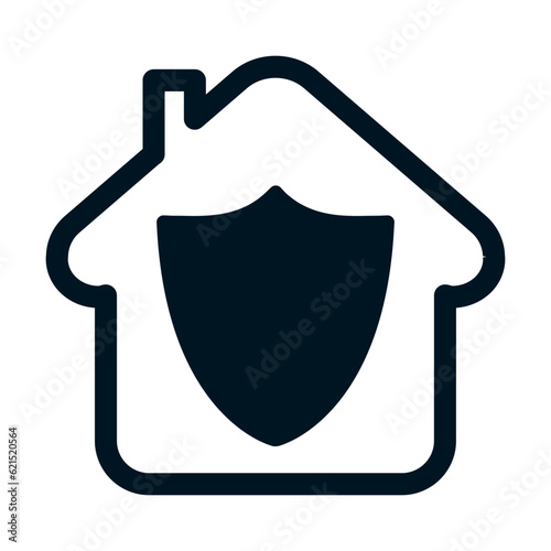 House and real estate insurance icon, house and shield sign, housing insurance against impending loss and fire, building extraordinary events insurance concepts - vector
