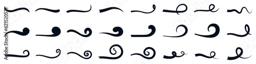 Set typographic swash and swooshes tails, stroke underline swish, underlined text tails, retro swishes for typography, curly hand drawn text calligraphic brush tail, logos, doodle decorative font