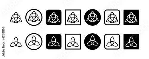 Celtic trinity knot vector icons set on white background. Black celtic trinity symbol. Vector 10 EPS.