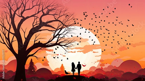Love Couple illustration  Generative AI