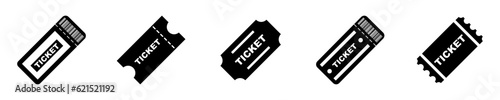 Set of tickets vector icons. Ticket to movie, theater, film or soccer. Vector 10 Eps.