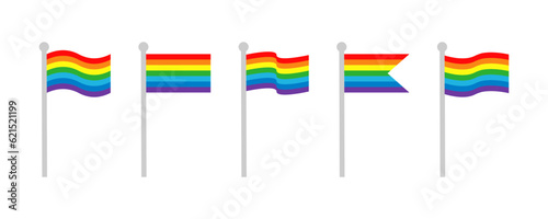 Set of LGBT flags vector icons. Homosexual, gay, transgender or lesbian symbol. Rainbow parade. 