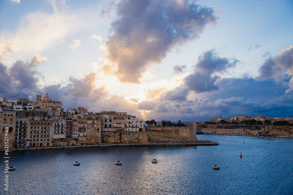 Sunset view of Valletta