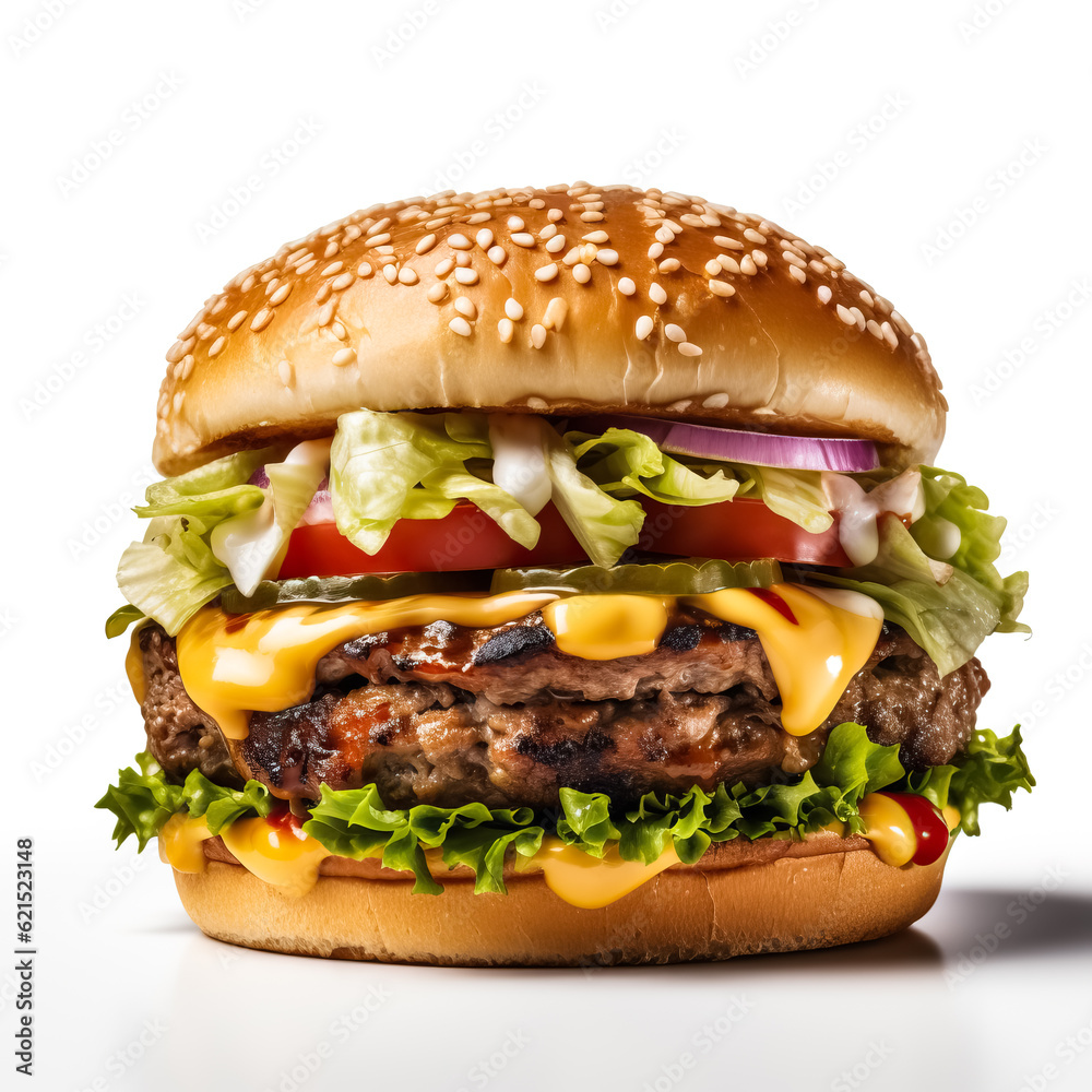Cheeseburger isolated on a white background
Cheeseburger isolated on a white background