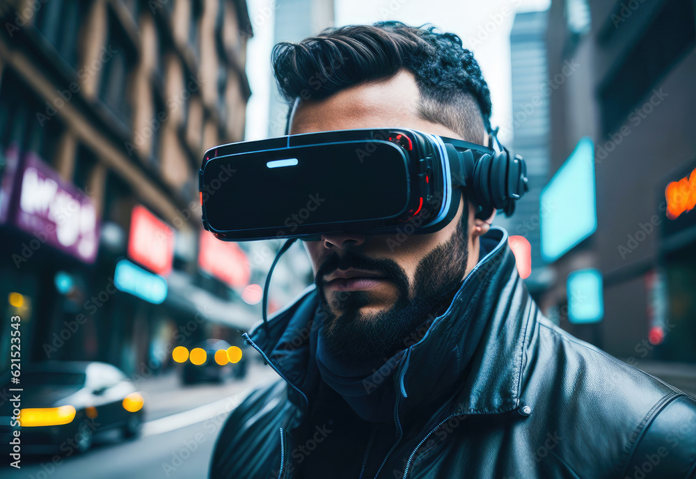 person wearing vr headset, generative ai