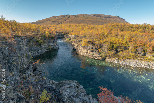 Autum Abisko Canyon River Abiskojakka National Park  Norrbottens  Norrbottens Lapland landscape north of Sweden