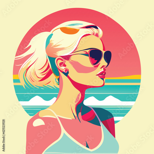 vector illustration on the theme of summer holidays. Summer holidays, resorts, hotels, beaches.