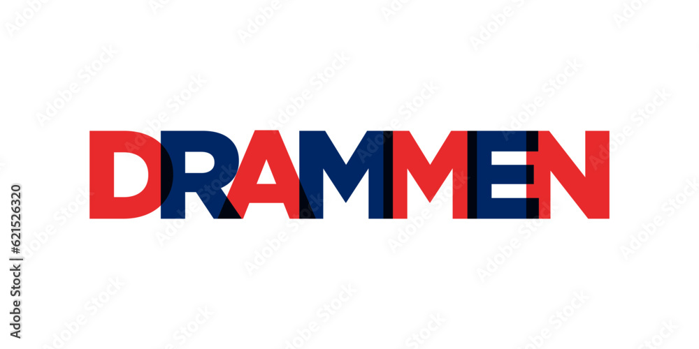 Drammen in the Norway emblem. The design features a geometric style, vector illustration with bold typography in a modern font. The graphic slogan lettering. Drammen in the Norway emblem. The design features a geometric style, vector illustration with bold typography in a modern font. The graphic slogan lettering.