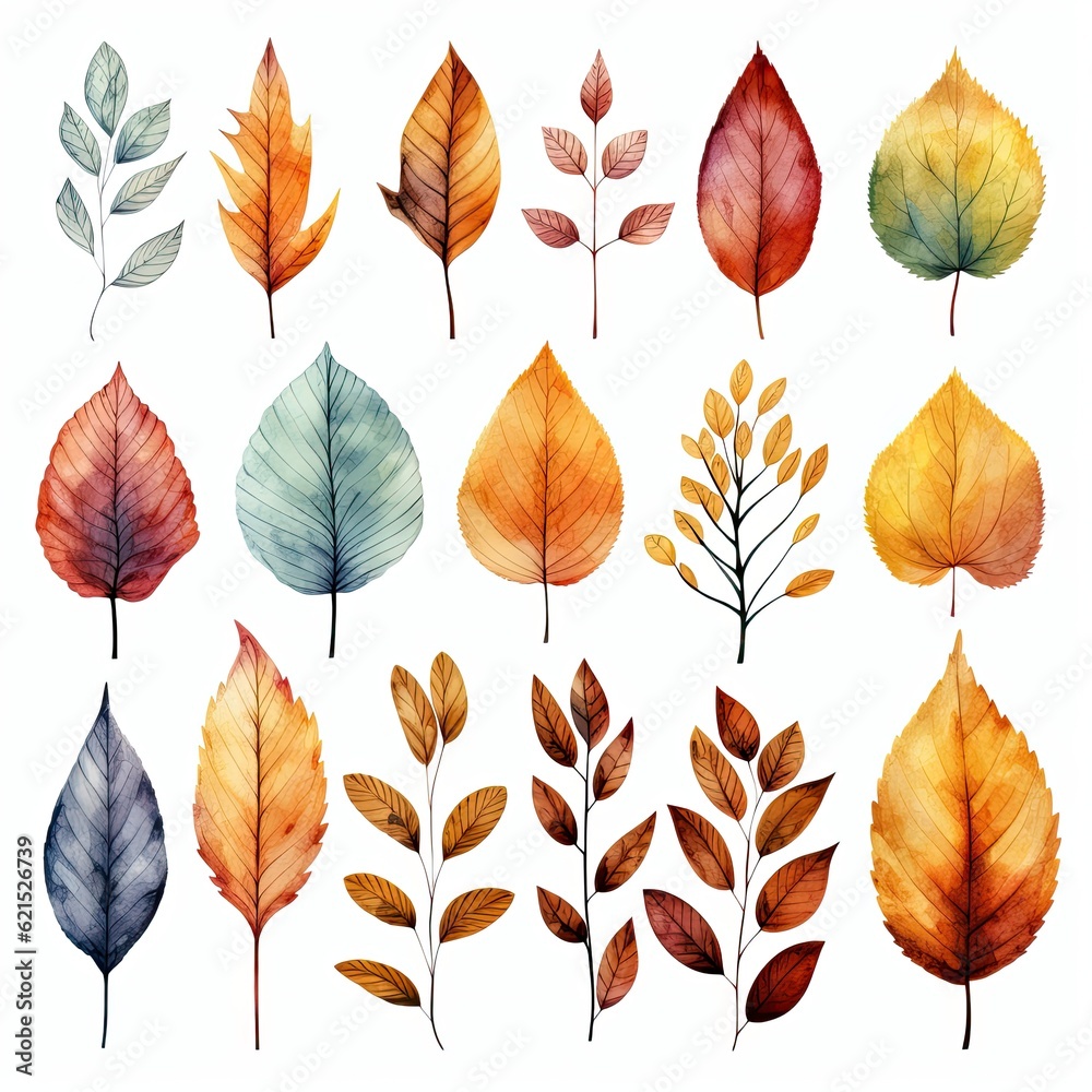Obraz premium watercolor autumn leaves