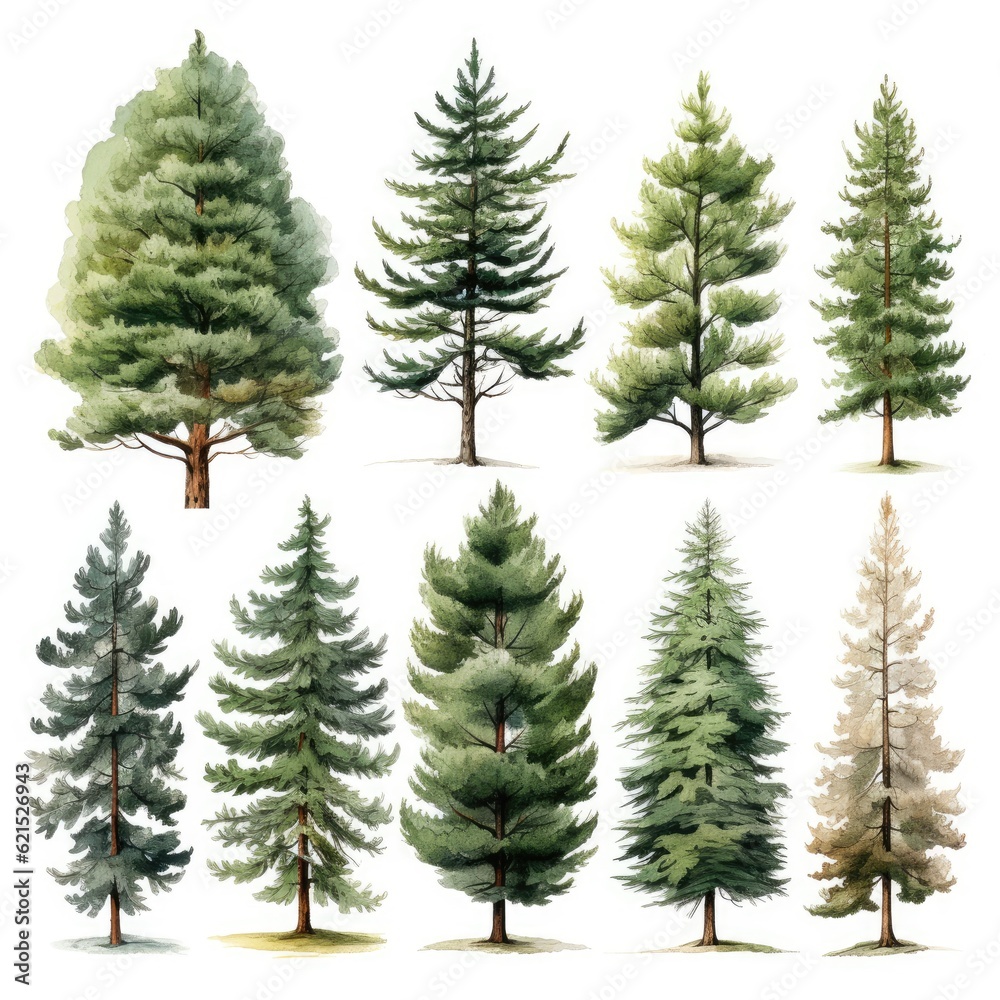 watercolor pine tree