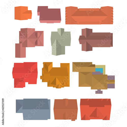 Top View of House Set - Vector illustration 